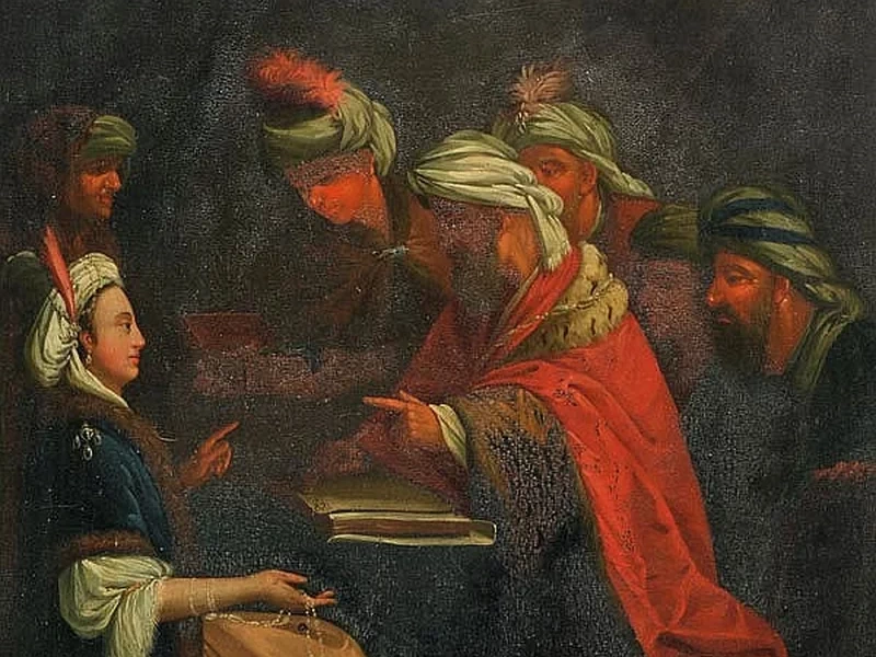 1769-Samuel Medley - Visita di dignitari orientali alla regina seduta, 1793